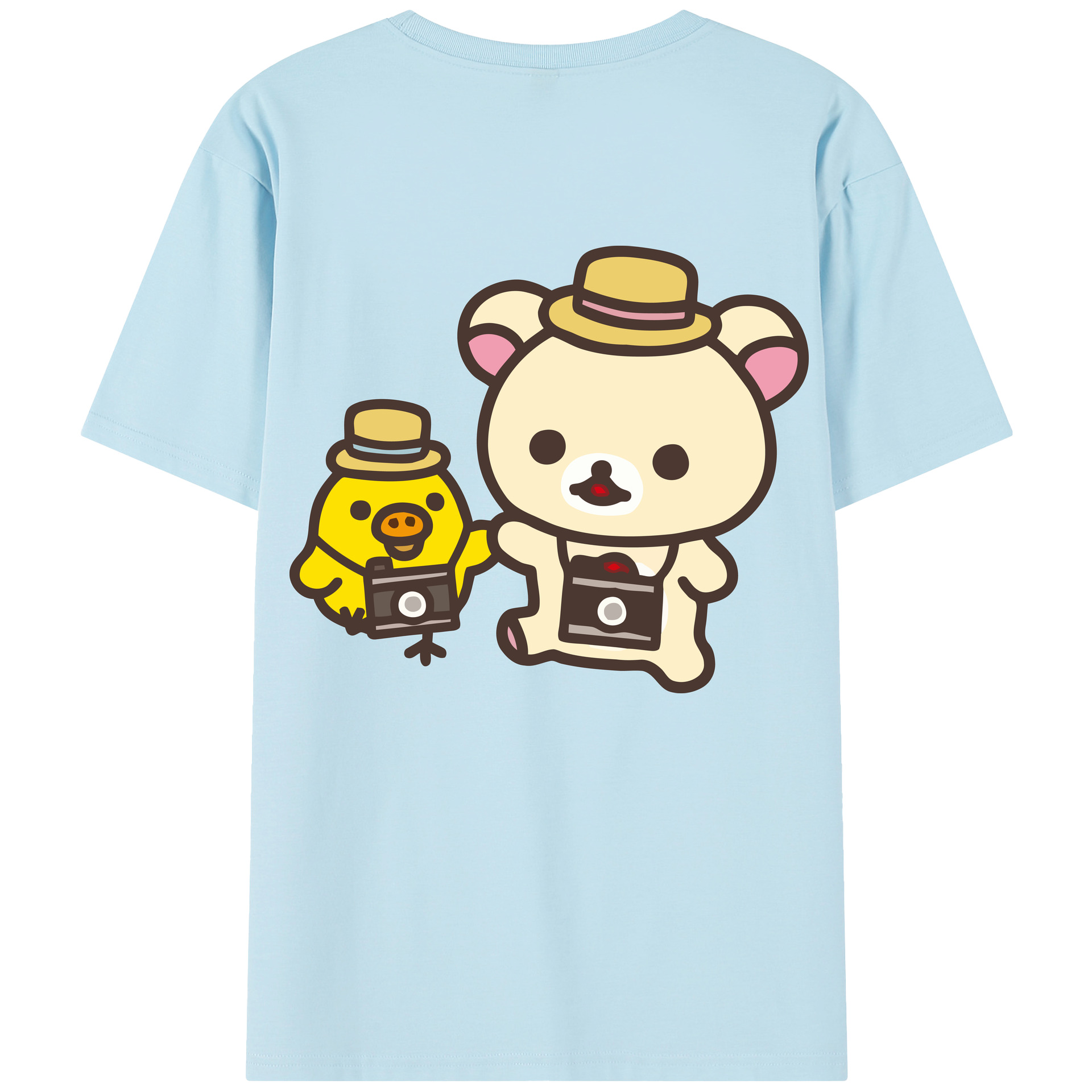 （画像用） リラックマ リラックマ キイロイトリ Rilakkuma Korilakkuma Kiiroitori 綿100％半袖Tシャツ（背面プリント）